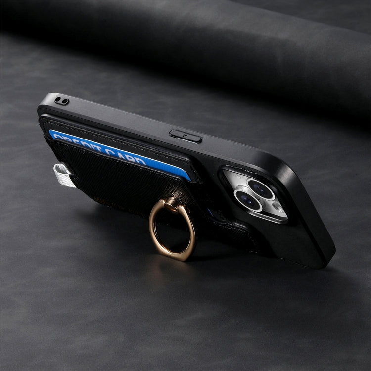 For Samsung Galaxy S25 5G Retro Cross Leather Ring Horizontal Insert Card Bag MagSafe Phone Case(Black)