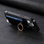 For Samsung Galaxy S25+ 5G Retro Cross Leather Ring Horizontal Insert Card Bag MagSafe Phone Case(Black)