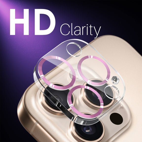 For iPhone 16 Pro / 16 Pro Max NORTHJO Camera Lens Protector CD Veins 3D Tempered Glass Film(Pink)