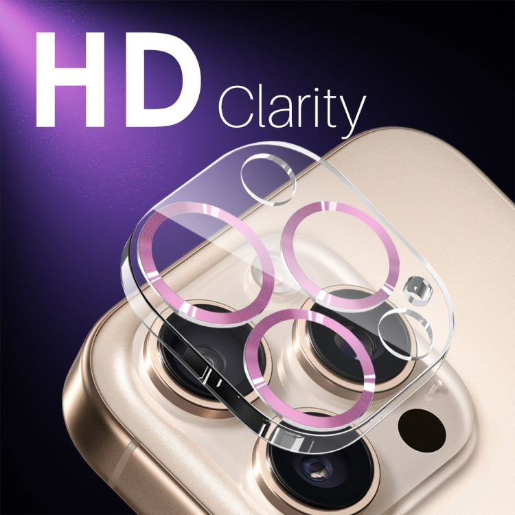 For iPhone 16 Pro / 16 Pro Max NORTHJO Camera Lens Protector CD Veins 3D Tempered Glass Film(Pink)