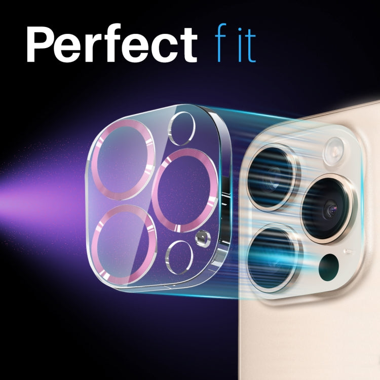 For iPhone 16 Pro / 16 Pro Max NORTHJO Camera Lens Protector CD Veins 3D Tempered Glass Film(Pink)