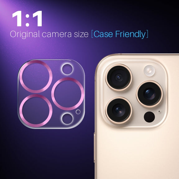 For iPhone 16 Pro / 16 Pro Max NORTHJO Camera Lens Protector CD Veins 3D Tempered Glass Film(Pink)