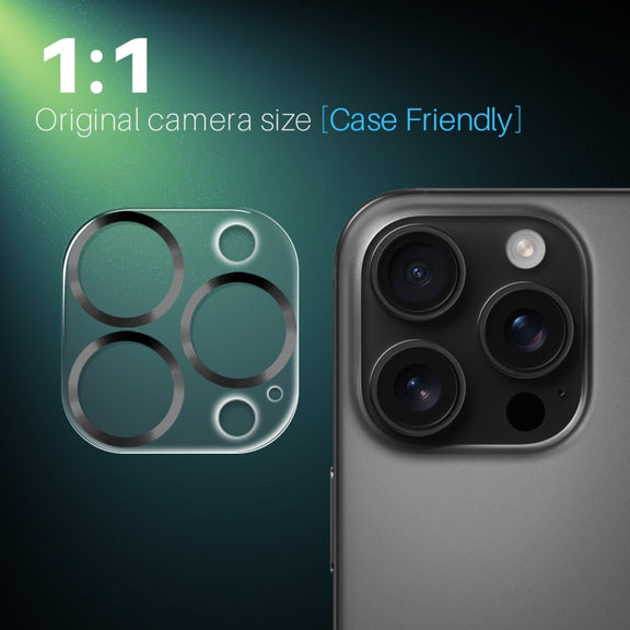 For iPhone 16 Pro / 16 Pro Max NORTHJO Camera Lens Protector CD Veins 3D Tempered Glass Film(Black)