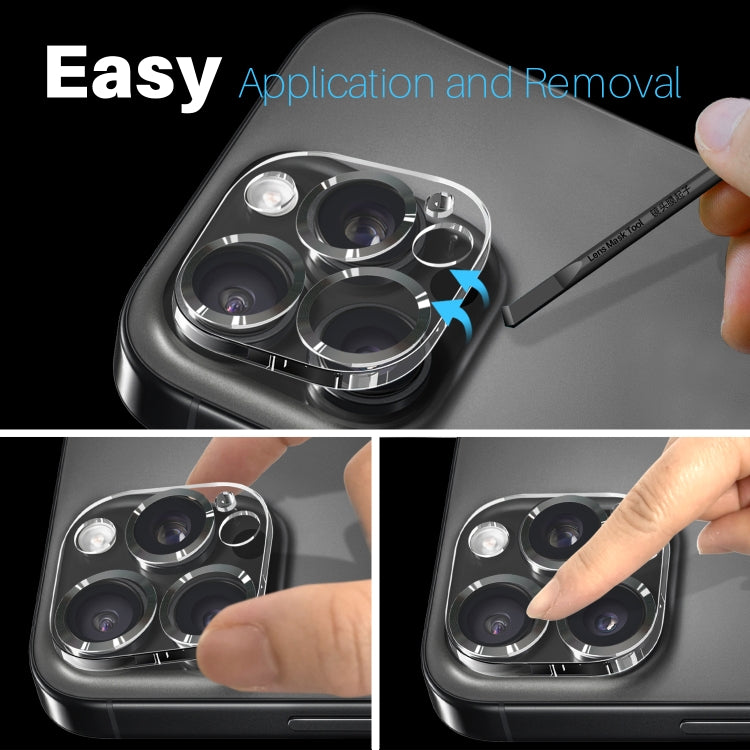 For iPhone 16 Pro / 16 Pro Max NORTHJO Camera Lens Protector CD Veins 3D Tempered Glass Film(Black)