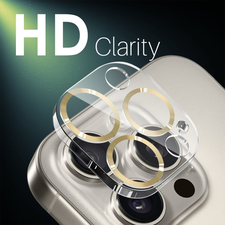 For iPhone 16 Pro / 16 Pro Max NORTHJO Camera Lens Protector CD Veins 3D Tempered Glass Film(Gold)