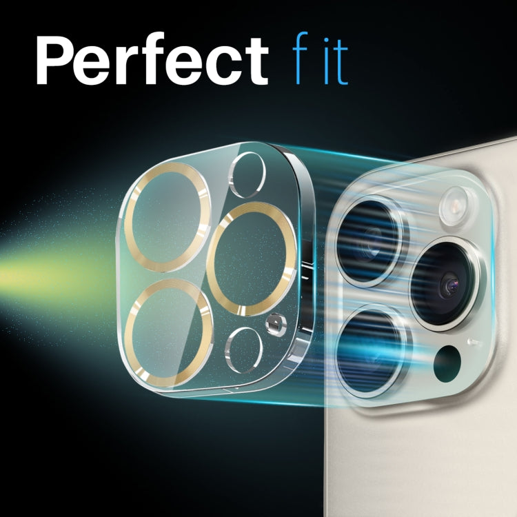 For iPhone 16 Pro / 16 Pro Max NORTHJO Camera Lens Protector CD Veins 3D Tempered Glass Film(Gold)