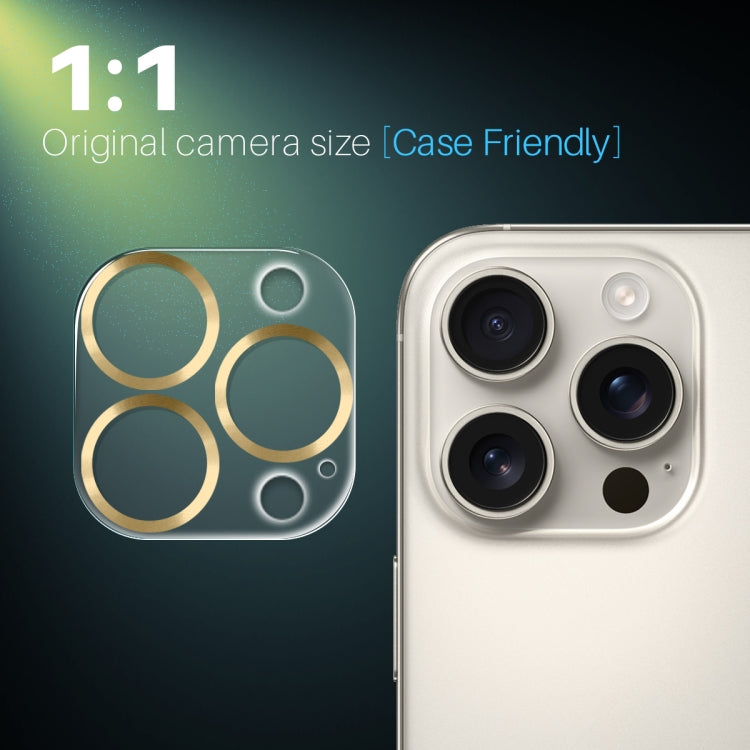 For iPhone 16 Pro / 16 Pro Max NORTHJO Camera Lens Protector CD Veins 3D Tempered Glass Film(Gold)