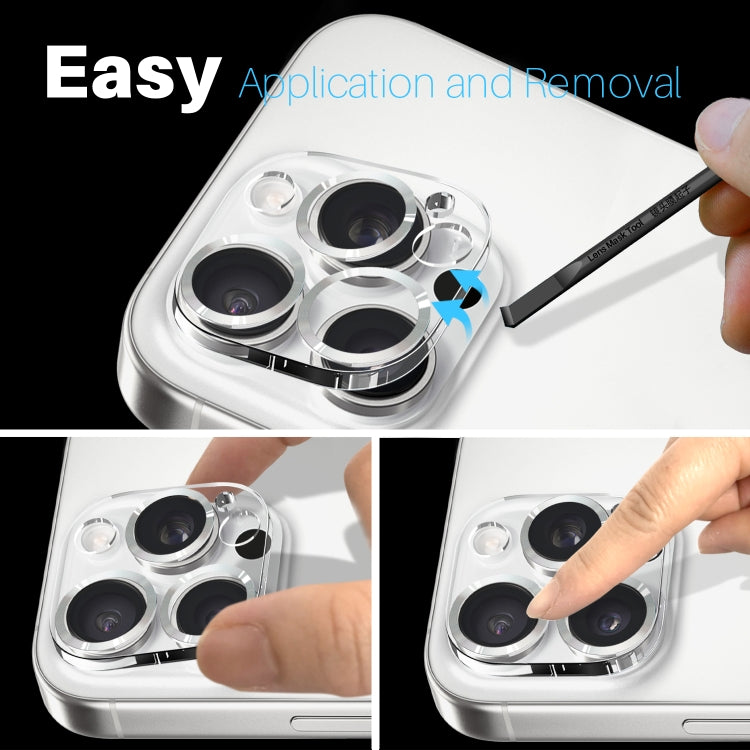 For iPhone 16 Pro / 16 Pro Max NORTHJO Camera Lens Protector CD Veins 3D Tempered Glass Film(Silver)