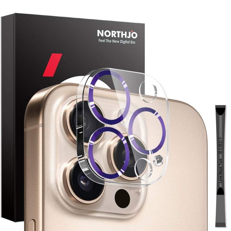 For iPhone 16 Pro / 16 Pro Max NORTHJO Camera Lens Protector CD Veins 3D Tempered Glass Film(Purple)