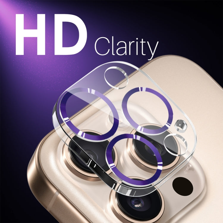 For iPhone 16 Pro / 16 Pro Max NORTHJO Camera Lens Protector CD Veins 3D Tempered Glass Film(Purple)
