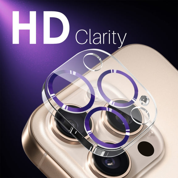 For iPhone 16 Pro / 16 Pro Max NORTHJO Camera Lens Protector CD Veins 3D Tempered Glass Film(Purple)