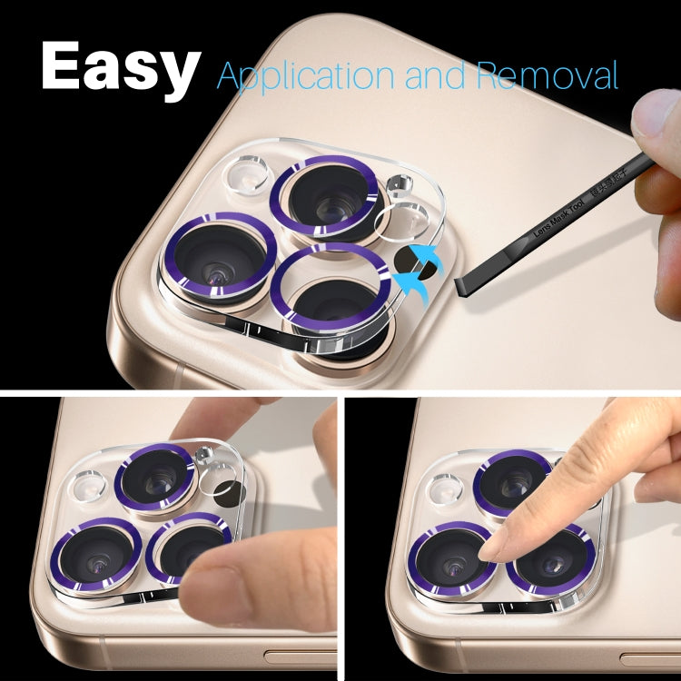 For iPhone 16 Pro / 16 Pro Max NORTHJO Camera Lens Protector CD Veins 3D Tempered Glass Film(Purple)