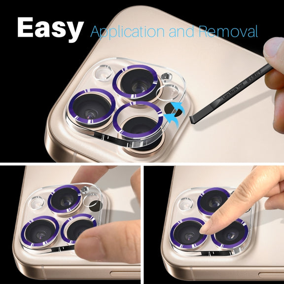 For iPhone 16 Pro / 16 Pro Max NORTHJO Camera Lens Protector CD Veins 3D Tempered Glass Film(Purple)