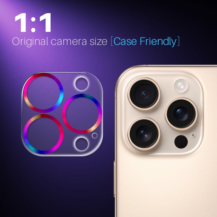 For iPhone 16 Pro / 16 Pro Max NORTHJO Camera Lens Protector CD Veins 3D Tempered Glass Film(Colorful)