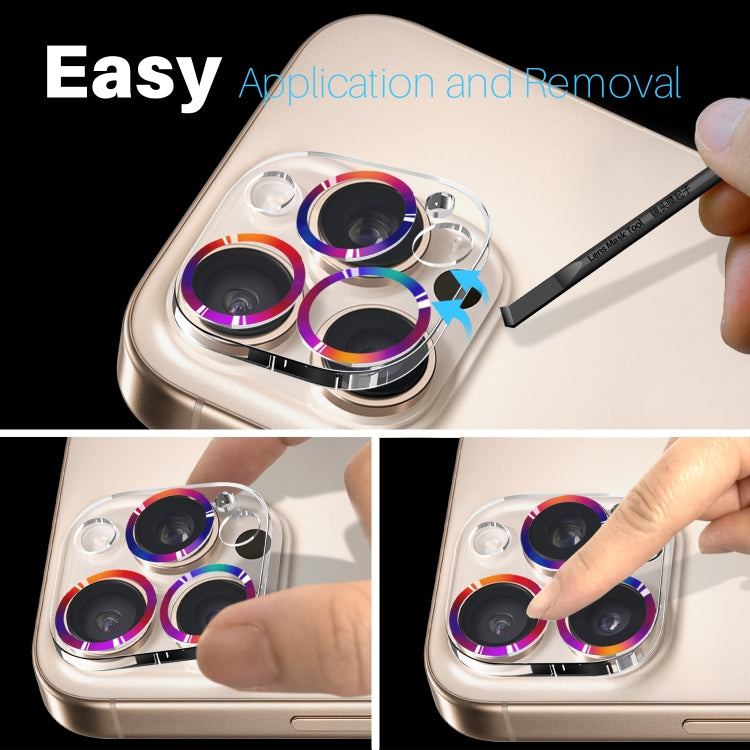 For iPhone 16 Pro / 16 Pro Max NORTHJO Camera Lens Protector CD Veins 3D Tempered Glass Film(Colorful)