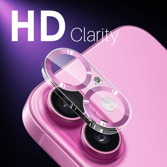 For iPhone 16 / 16 Plus NORTHJO Camera Lens Protector CD Veins 3D Tempered Glass Film(Pink)