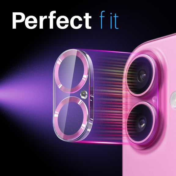 For iPhone 16 / 16 Plus NORTHJO Camera Lens Protector CD Veins 3D Tempered Glass Film(Pink)