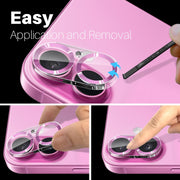 For iPhone 16 / 16 Plus NORTHJO Camera Lens Protector CD Veins 3D Tempered Glass Film(Pink)