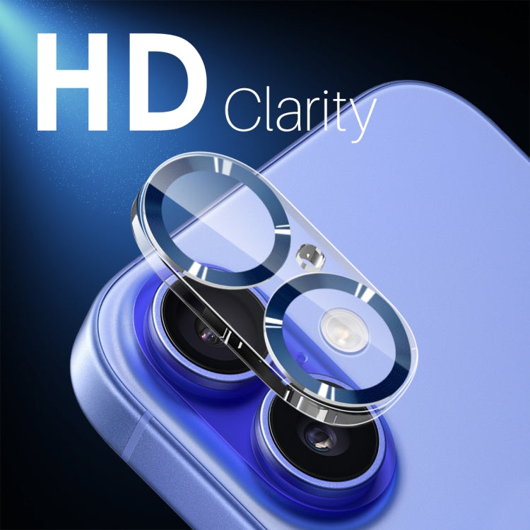 For iPhone 16 / 16 Plus NORTHJO Camera Lens Protector CD Veins 3D Tempered Glass Film(Blue)