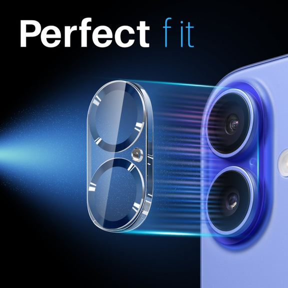 For iPhone 16 / 16 Plus NORTHJO Camera Lens Protector CD Veins 3D Tempered Glass Film(Blue)