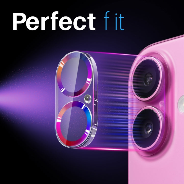 For iPhone 16 / 16 Plus NORTHJO Camera Lens Protector CD Veins 3D Tempered Glass Film(Colorful)