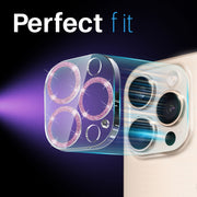 For iPhone 16 Pro / 16 Pro Max NORTHJO Camera Lens Protector Glitter Ring 3D Tempered Glass Film(Pink)