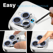 For iPhone 16 Pro / 16 Pro Max NORTHJO Camera Lens Protector Glitter Ring 3D Tempered Glass Film(Blue)