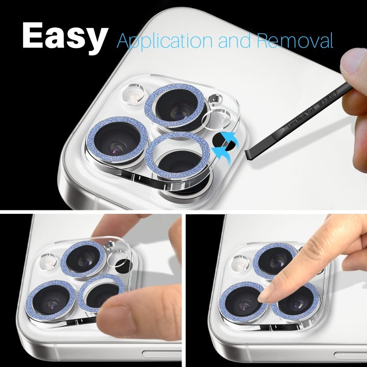 For iPhone 16 Pro / 16 Pro Max NORTHJO Camera Lens Protector Glitter Ring 3D Tempered Glass Film(Blue)