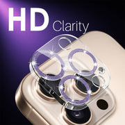 For iPhone 16 Pro / 16 Pro Max NORTHJO Camera Lens Protector Glitter Ring 3D Tempered Glass Film(Purple)