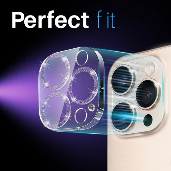 For iPhone 16 Pro / 16 Pro Max NORTHJO Camera Lens Protector Glitter Ring 3D Tempered Glass Film(Purple)