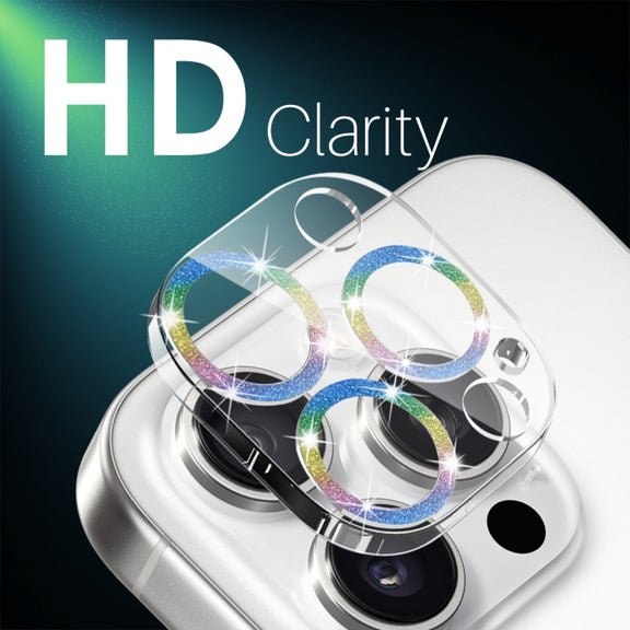 For iPhone 16 Pro / 16 Pro Max NORTHJO Camera Lens Protector Glitter Ring 3D Tempered Glass Film(Colorful)
