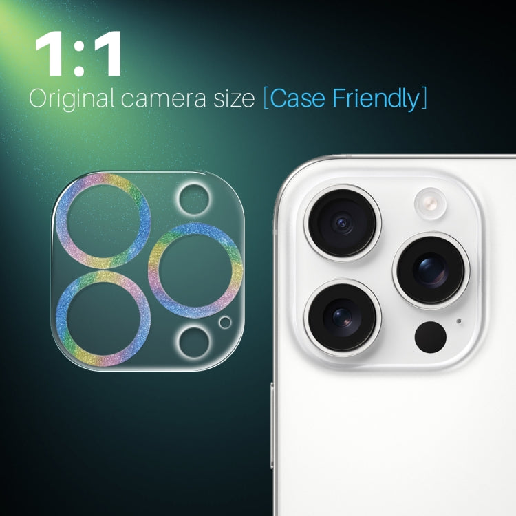 For iPhone 16 Pro / 16 Pro Max NORTHJO Camera Lens Protector Glitter Ring 3D Tempered Glass Film(Colorful)