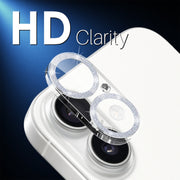 For iPhone 16 / 16 Plus NORTHJO Camera Lens Protector Glitter Ring 3D Tempered Glass Film(Silver)