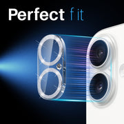 For iPhone 16 / 16 Plus NORTHJO Camera Lens Protector Glitter Ring 3D Tempered Glass Film(Silver)