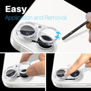 For iPhone 16 / 16 Plus NORTHJO Camera Lens Protector Glitter Ring 3D Tempered Glass Film(Silver)