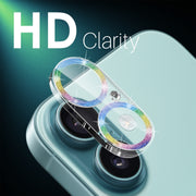 For iPhone 16 / 16 Plus NORTHJO Camera Lens Protector Glitter Ring 3D Tempered Glass Film(Colorful)