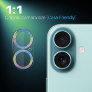 For iPhone 16 / 16 Plus NORTHJO Camera Lens Protector Glitter Ring 3D Tempered Glass Film(Colorful)