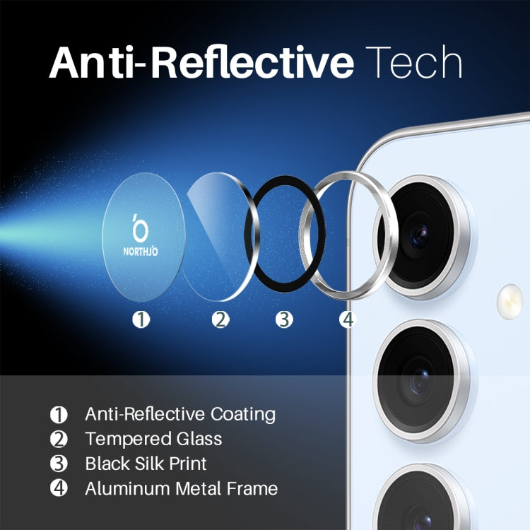 For Samsung Galaxy S24 FE 5G NORTHJO Camera Lens Protector CD Metal Ring Tempered Glass Film(Silver)