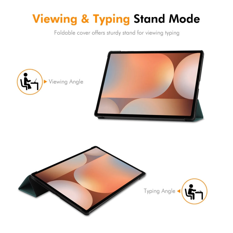 For Samsung Galaxy Tab S10+ / S9+ / S9 FE+ ENKAY Tri-fold Custer Texture Plastic Leather Smart Tablet Case with Pen Slot(Black)