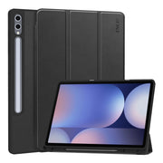 For Samsung Galaxy Tab S10+ / S9+ / S9 FE+ ENKAY Tri-fold Custer Texture TPU Leather Smart Tablet Case with Pen Slot(Black)