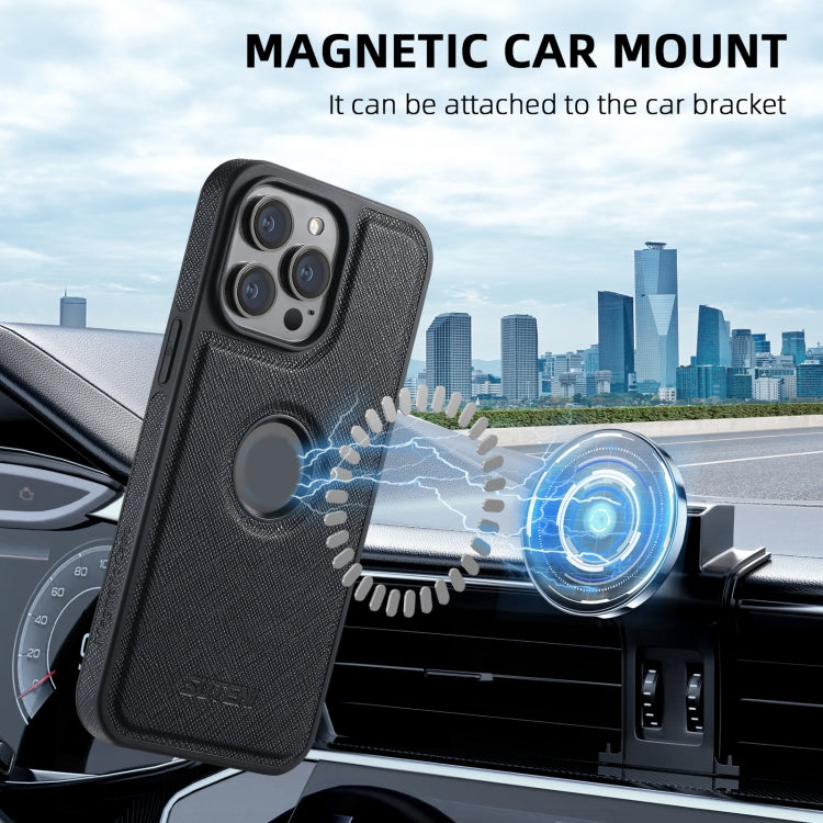 For iPhone 16 Pro Max Suteni G1 Cross Texture MagSafe Phone Case(Black)