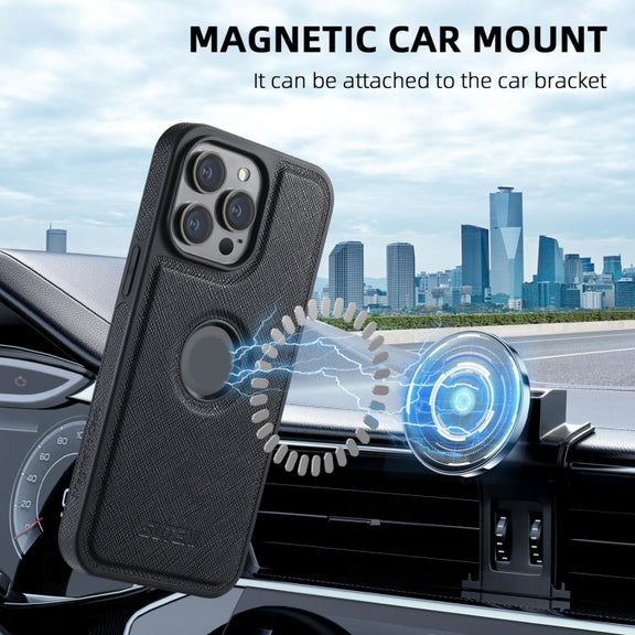 For iPhone 16 Pro Max Suteni G1 Cross Texture MagSafe Phone Case(Black)