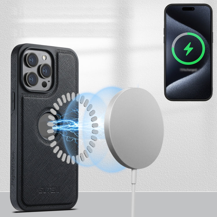 For iPhone 16 Pro Max Suteni G1 Cross Texture MagSafe Phone Case(Black)