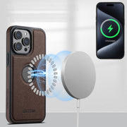 For iPhone 16 Pro Max Suteni G1 Cross Texture MagSafe Phone Case(Brown)