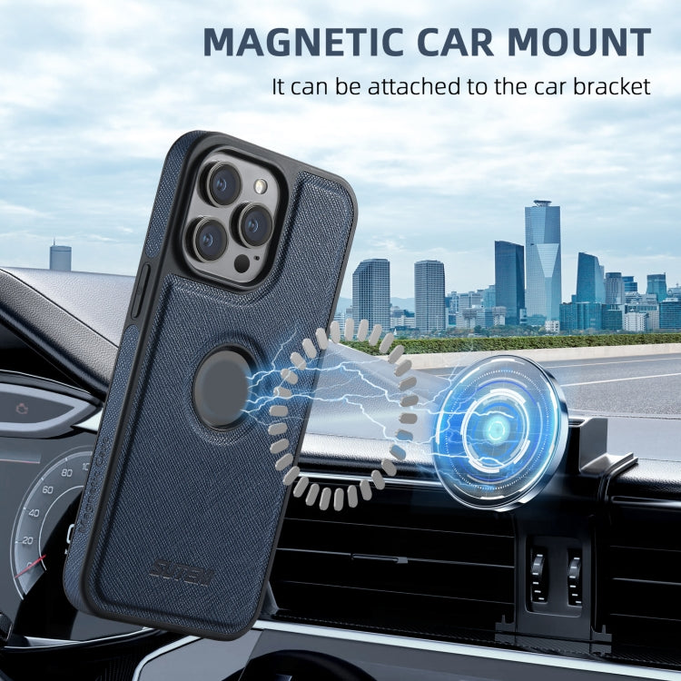 For iPhone 16 Pro Max Suteni G1 Cross Texture MagSafe Phone Case(Blue)