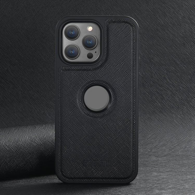 For iPhone 16 Plus Suteni G1 Cross Texture MagSafe Phone Case(Black)