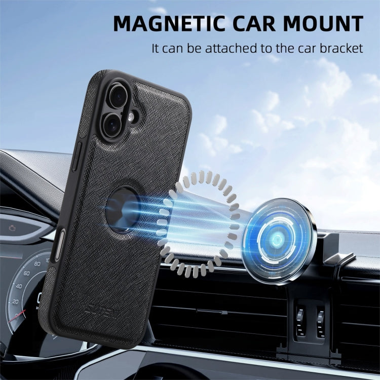 For iPhone 16 Plus Suteni G1 Cross Texture MagSafe Phone Case(Black)