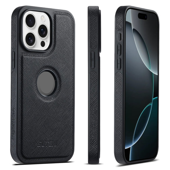 For iPhone 16 Pro Suteni G1 Cross Texture MagSafe Phone Case(Black)