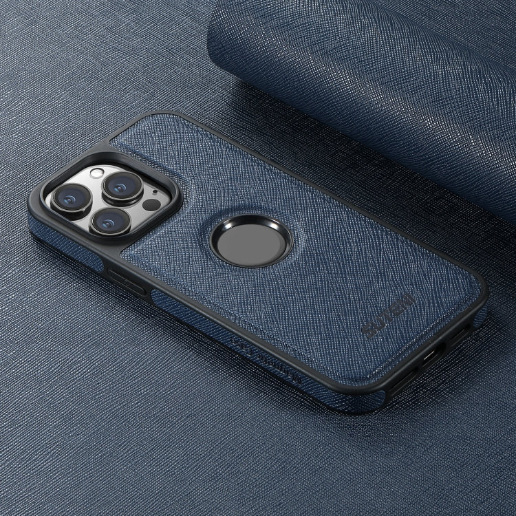 For iPhone 16 Pro Suteni G1 Cross Texture MagSafe Phone Case(Blue)
