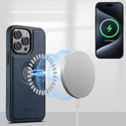For iPhone 16 Pro Suteni G1 Cross Texture MagSafe Phone Case(Blue)
